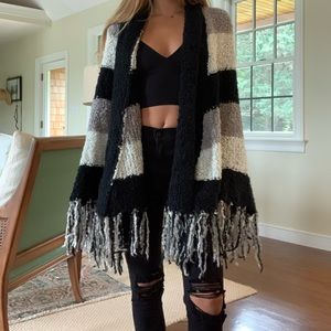 Striped sweater cape never been worn. So cozy!